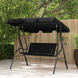 RELAX4LIFE 3-Person Porch Swing Chair - Outdoor Swing w/Adjustable Canopy, Removable Cushion & Metal Frame Stand - Photo 2