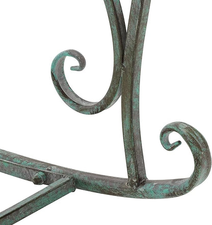 SAFAVIEH Outdoor Collection Medrano Victorian Antique Dark Green Wrought Iron Rocking Chair