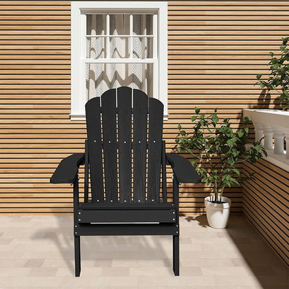 Clihome Outdoor Adirondack Chair Folding Lounge Chairs for Outside Patio Chairs Lawn Chair Plastic Adirondack Chairs for Yard, Garden