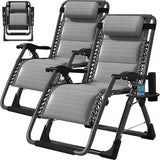 MOPHOTO Zero Gravity Chair, Outdoor Padded Lounge Chair with Side Table, Zero Gravity Recliner Chair - Photo 1