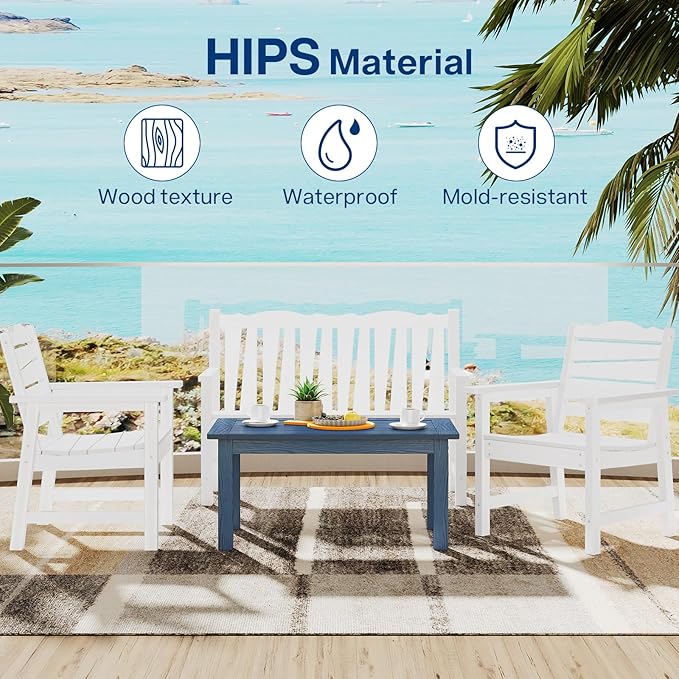 36" Outdoor Coffee Table, Weatherproof HIPS Patio Coffee Tables for Outside - Photo 4