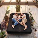 RADIATA 51.2" Outdoor Loveseat Sofa Bed, PE Wicker Patio Daybed with 2-Person Double Chaise Lounge - Photo 4