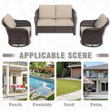 3 Piece Patio Wicker Conversation Set, All-Weather Use Outdoor Wicker Loveseat with 2 PE Rattan 360 Swivel Chair - Photo 9