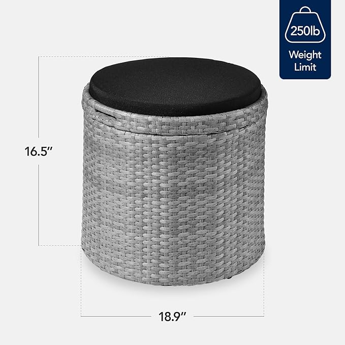 Best Choice Products Round Wicker Ottoman, Multipurpose Outdoor Furniture for Patio, Backyard, Additional Seating - Photo 2