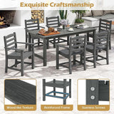 Tangkula Patio Dining Chairs Set of 4, HDPE All Weather Outdoor Chair w/Wide Armrests, Curved Seat, Wood Grain - Photo 8