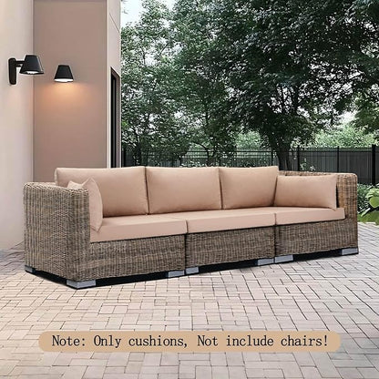 8Pcs Outdoor Sectional Cushions, Replacement Cushions Wicker Rattan Sofa Patio Conversation Set, Waterproof, UV/Zipper, Beige