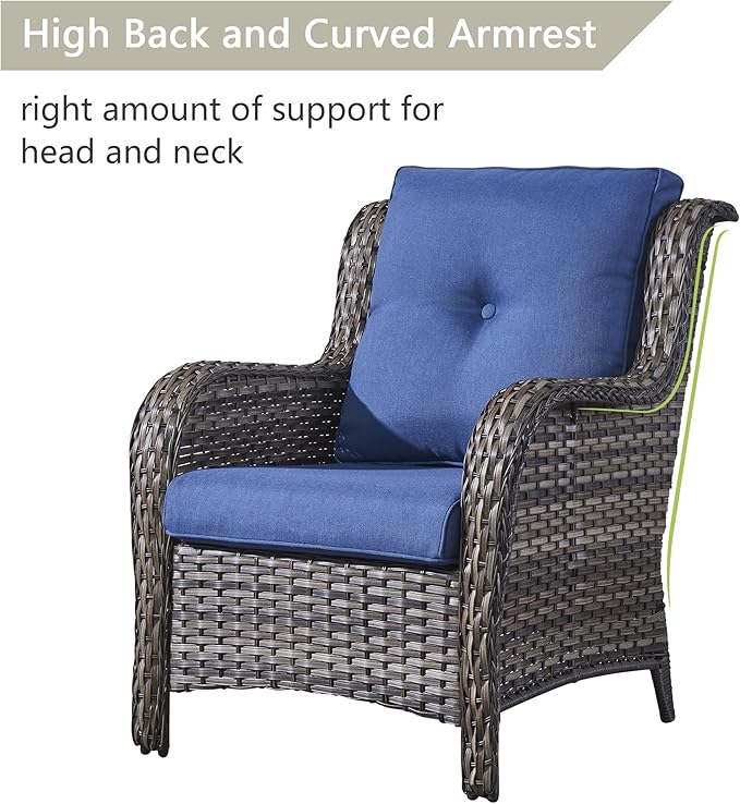 Rilyson Wicker Patio Furniture Set - 5 Piece Rattan Outdoor Sectional Conversation Sets with 2 Chairs - Photo 5