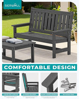 SERWALL Outdoor Bench with Cup Holder, 58" HDPE Garden Park Bench Suitable for 3 Person - Photo 5