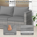 Tangkula 3 Seat Outdoor Wicker Sofa Set, Modular PE Rattan Patio Cushioned Sectional Couch Set - Photo 7