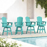 SERWALL Swivel Adirondack Bar Chairs Set of 4, HDPE Outdoor Swivel Barstools Chairs Set of 4 for Bistro, Poolside - Photo 1