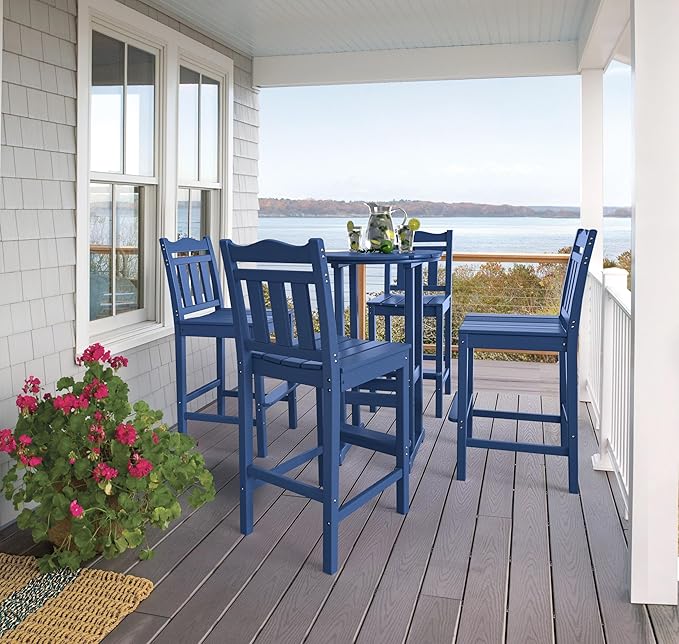 nalone Outdoor Bar Chairs and Table Set, HDPE Balcony Adirondack Chairs and Tables 3 Pieces Set - Photo 7