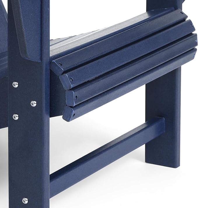 Costaelm Outdoor Patio HDPE Adirondack Chair with Cup Holder, Navy Blue