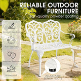Outdoor Bench, Cast Aluminum Double Seating with Backrest and Armrests, Mental Outdoor Furniture for Patio, Porch - Photo 5