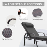3 Pieces Patio Chaise Lounge Set Outdoor PE Rattan Armrest Lounge Chair Adjustable Backrest Reclining Chair with - Photo 4