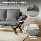 TAVATA Outdoor Patio Sofa, Woven Rattan Patio Loveseat with Adjustable Armrests & Removable Cushions - Photo 4