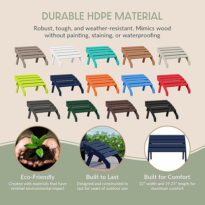 WestinTrends Dylan Outdoor Patio HDPE Adirondack Ottoman Footrest, Navy Blue