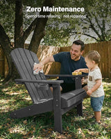 YEFU Adirondack Chairs Set of 4: Outdoor Chair HIPS Plastic Adirondack Chairs - Patio Chairs with Wood Texture - Lawn - Photo 8