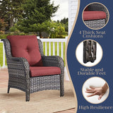 HUMMUH 4 Pieces Patio Furniture Set Wicker Patio Chairs Set of 2 with Ottomans Rattan Outdoor Furniture Conversation - Photo 4