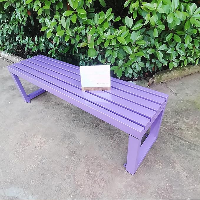Outdoor Bench Weatherproof Garden Bench Metal Outdoor Seating All Weather Park Bench Outside Bench, Easy to Assemble(Purple,100cm/39in)