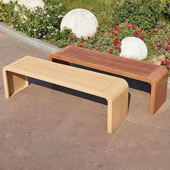 Outdoor Benches Weatherproof, Metal Garden Benches, Outdoor Garden Bench, Bottom Steel Pipe Reinforcement, Versatile Use(Brown,120cm)