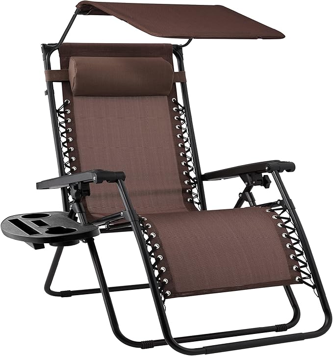 Best Choice Products Folding Zero Gravity Outdoor Recliner Patio Lounge Chair w/Adjustable Canopy Shade, Headrest - Photo 1