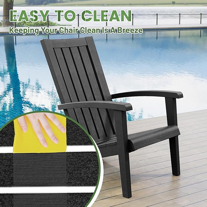 NUNU LAB Outdoor Adirondack Chair, HDPE Plastic Patio Chairs for All Weather,Modern Fire Pit Chair, Outdoor Lawn Chairs for Deck, Porch, Backyard, Garden Adirondack Chairs