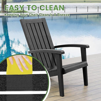 NUNU LAB Outdoor Adirondack Chair, HDPE Plastic Patio Chairs for All Weather,Modern Fire Pit Chair, Outdoor Lawn Chairs for Deck, Porch, Backyard, Garden Adirondack Chairs