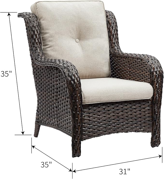 Rilyson Outdoor Wicker Patio Chairs Set of 2: Rattan Dining Chairs Porch Chairs Outdoor Club Chairs with high Back and - Photo 3