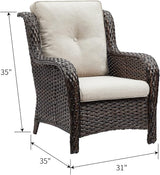 Rilyson Outdoor Wicker Patio Chairs Set of 2: Rattan Dining Chairs Porch Chairs Outdoor Club Chairs with high Back and - Photo 3