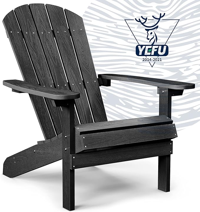 YEFU Adirondack Chair Weather Resistant: Outdoor Chair HIPS Plastic Adirondack Chairs - Patio Chairs with Wood Texture - Photo 1