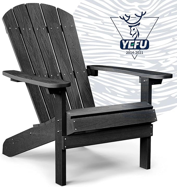YEFU Adirondack Chair Weather Resistant: Outdoor Chair HIPS Plastic Adirondack Chairs - Patio Chairs with Wood Texture - Photo 1