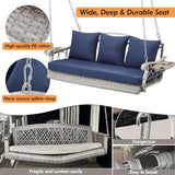 Heavy Duty 900 LBS Porch Swing Chair 3-Person Outdoor Rattan Patio Swing Lounge w/Cup-Holder & Steel Chains Wicker - Photo 2