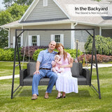 5FT Wicker Porch Swing for 3 Person, 1000lb Capacity Outdoor Hanging Bench with 3 Removable Cushions - Photo 8