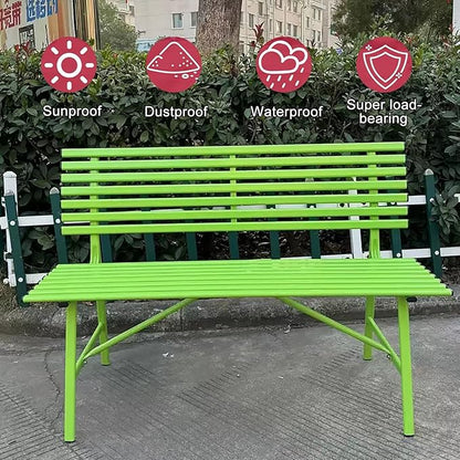 Outdoor Metal Patio Bench, 2-Person Garden Seating, Slatted Design, All-Weather Powder-Coated, Heavy-Duty 660lbs Capacity for Porch, Backyard, Park (White)