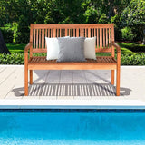 S AFSTAR Patio Garden Bench, 2-Person Loveseat w/Curved Armrest and Backrest, Weight Capacity of 700lbs - Photo 8