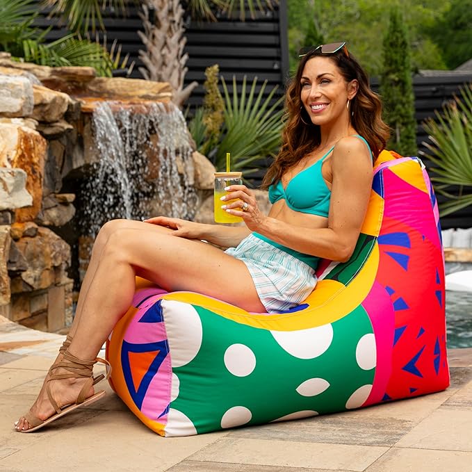 Jaxx Juniper Outdoor Bean Bag Patio Chair, Zuri Multicolor Pattern