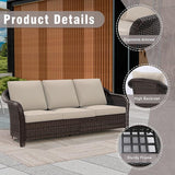 7 Piece Patio Wicker Conversation Set, 2 All-Weather Use Outdoor Wicker Sofa with 2 PE Rattan Ottomans, 2 Swivel Chair - Photo 3