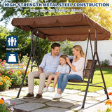 Porch Swing with Adjustable Canopy for Adults 3-Seat Outdoor Waterproof Textilene & Steel Frame Patio Swing Bench for - Photo 4