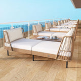 Tangkula Patio Rattan Daybed Set of 2, Boho Outdoor Wicker Lounge Sofa with Seat & Back Cushions - Photo 3