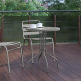 Flash Furniture Bellamy 23.75'' Round Tempered Glass Metal Table, Silver - Photo 6