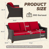 77'' Patio Sofa, All Weather Outdoor Rattan Wicker 3-Seat Sofa High Back Couch with Premium Cushions for Garden - Photo 2