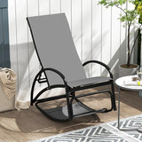 Tangkula Rocking Chair Outdoor, 2-in-1 Convertible Lounge Chair with 4-Level Adjustable Backrest - Photo 2
