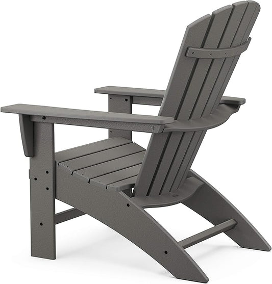 POLYWOOD Nautical 3-Piece Curveback Adirondack Chair Set with Side Table