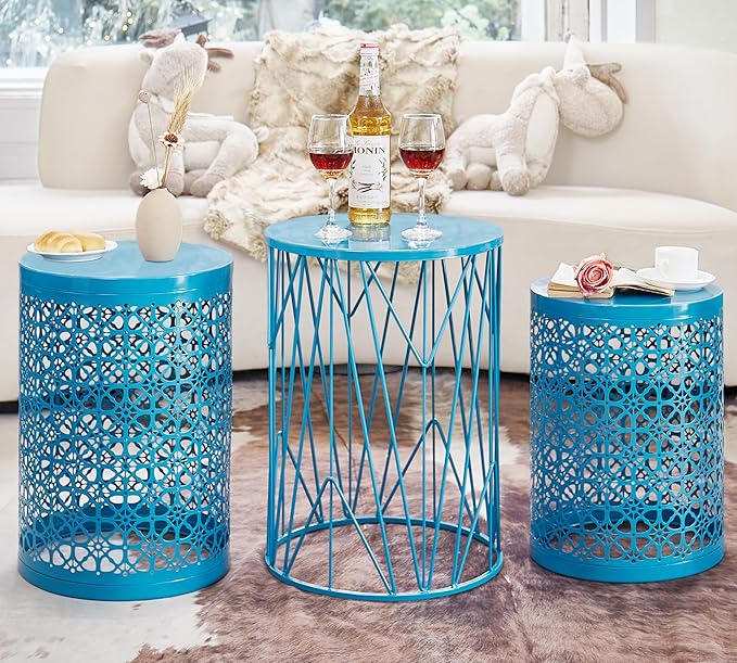 Y&M Set of 3 Heavy-Duty Round End Table, Side Table, Coffee Table for Indoor Multifunctional Use - Photo 3
