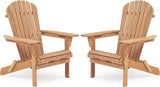 Wooden Outdoor Folding Adirondack Chair Set of 2 Wood Lounge Patio Chair for Garden, Garden, Lawn, Backyard, Deck - Photo 1