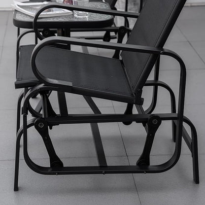 Outsunny Outdoor Glider Chair, Gliders for Outside Patio with Smooth Gliding Mechanism and Lightweight Construction for Backyard, Black