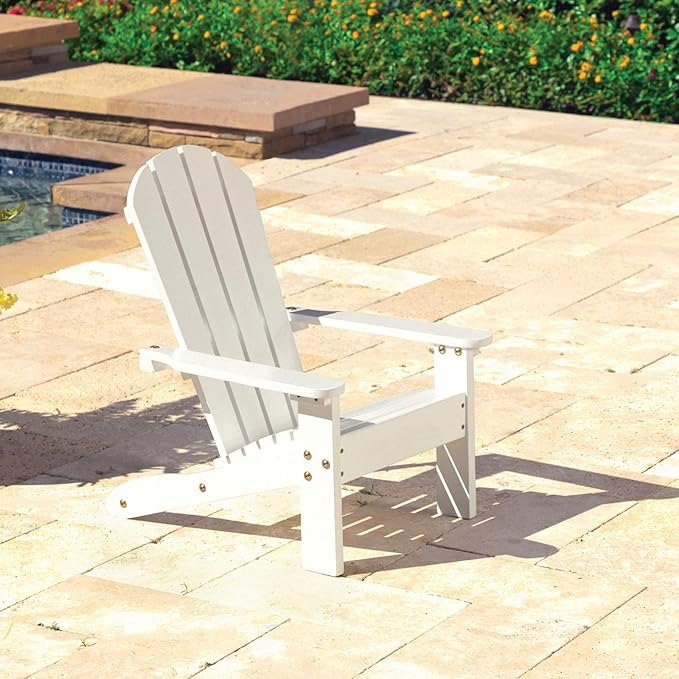 KidKraft Wooden Adirondack Children's Outdoor Chair, Kid's Patio Furniture, White, Gift for Ages 3-8 - Photo 4
