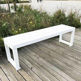 Weatherproof 40in Metal Outdoor Bench, Backless Cast Iron Patio Furniture for Garden, Park - Photo 6