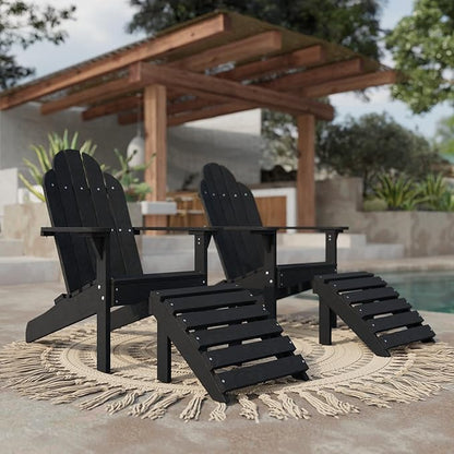 Wildridge Classic Footrest, Black - Outdoor Weather Resistant HDPE Ottoman for Adirondack Chair