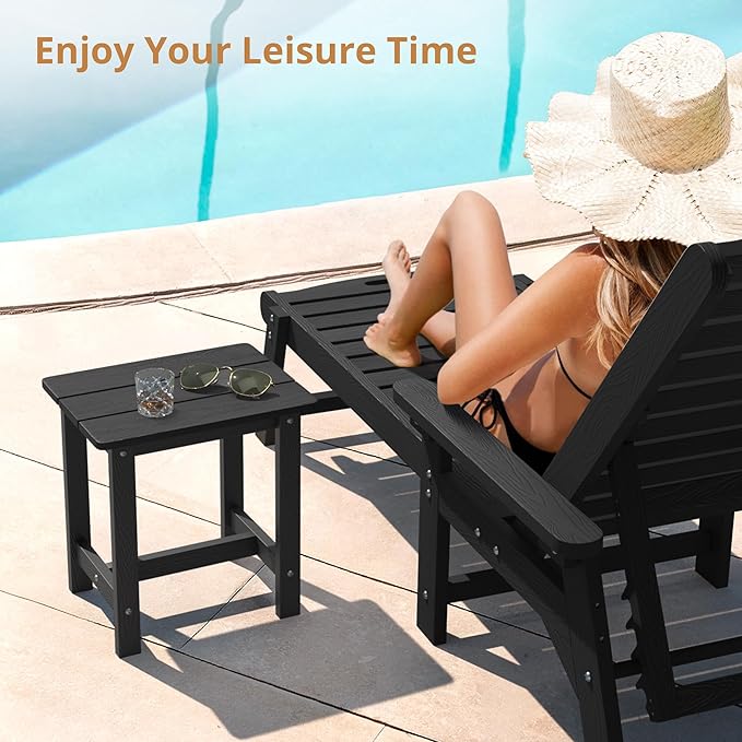 LUE BONA Outdoor Side Table Set of 2, HDPS Small Outdoor Table, Adirondack Side Table, Outside End Table for Patio - Photo 4
